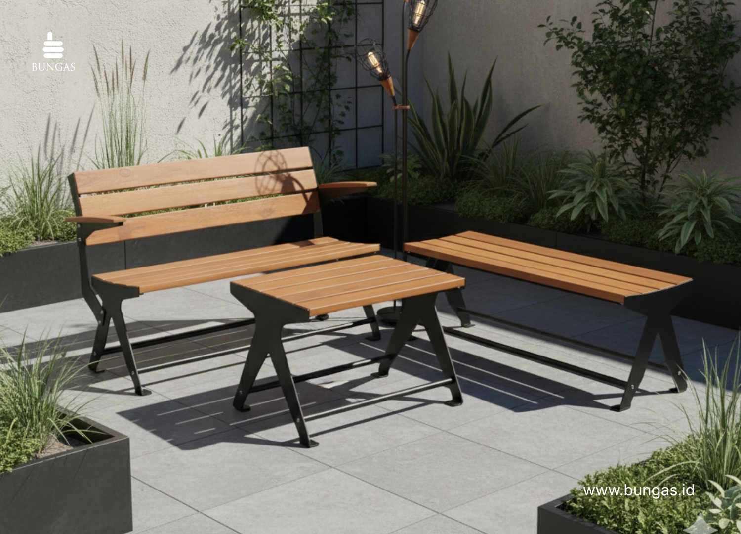 You are currently viewing Kursi Taman Kayu Minimalis dari Bungas, Sentuhan Hangat untuk Ruang Terbuka